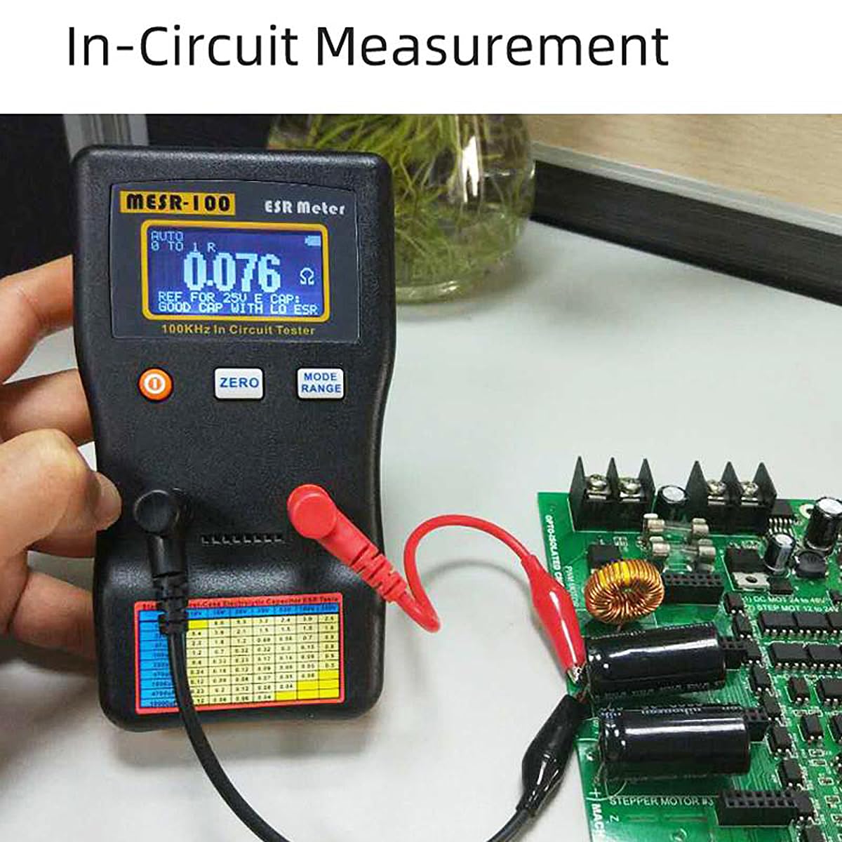 Mesr-100 Multimetro Digitale, ESR Misuratore Gamma Automatica 0,001R a 100R Circuito ESR Resistenza/Capacità Tester Ohmmetro Retroilluminato Doppio Terminale, per Riparazione Tv/Lcd/Scheda Audio