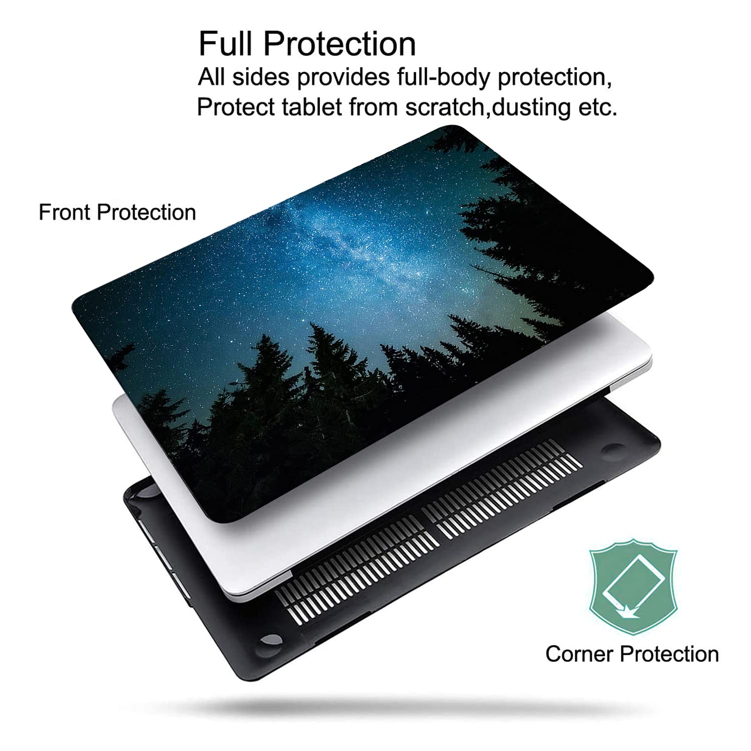 Case for MacBook Pro 14 inch Case 2024 2023-2021 Release M3 A2918 A2992 M2 A2779 M1 A2442 Pro Max, Classic Printed Plastic Hard Shell Case & Keyboard Cover for MacBook Pro 14", Star Tree — view 4