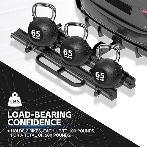 Miniatura 6 de 200 libras de capacidad, 2 portabicicletas eléctricas con rampa, portabicicletas con rampa con bloqueo y plegable, portabicicletas de hasta 5