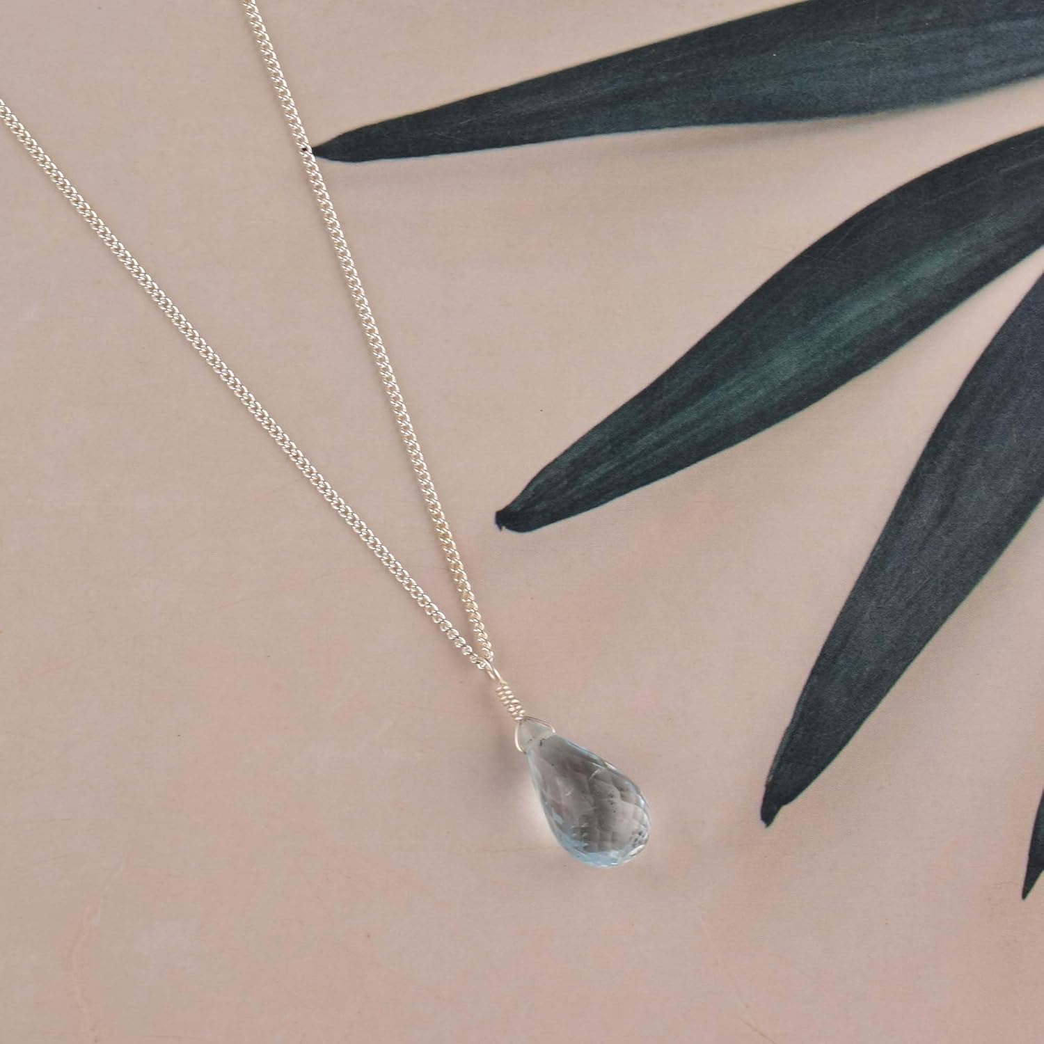 Natural Aquamarine Crystals Pendant Necklace, Faceted Teardrop Gemstone, Energy Healing Crystals, Birthday, Gift for Her, Gemstone Jewelry 18 inch AAA+ Quality (aquamarine) - Image 3