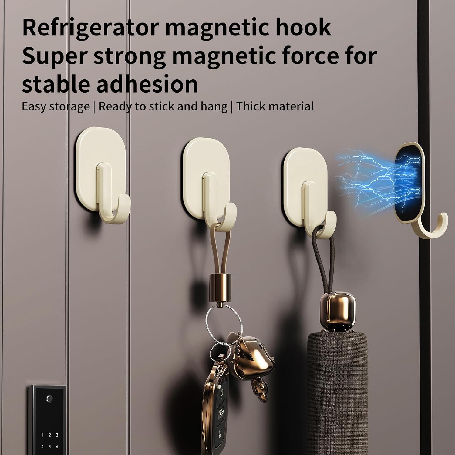 3-Pack Magnetic Hooks, White