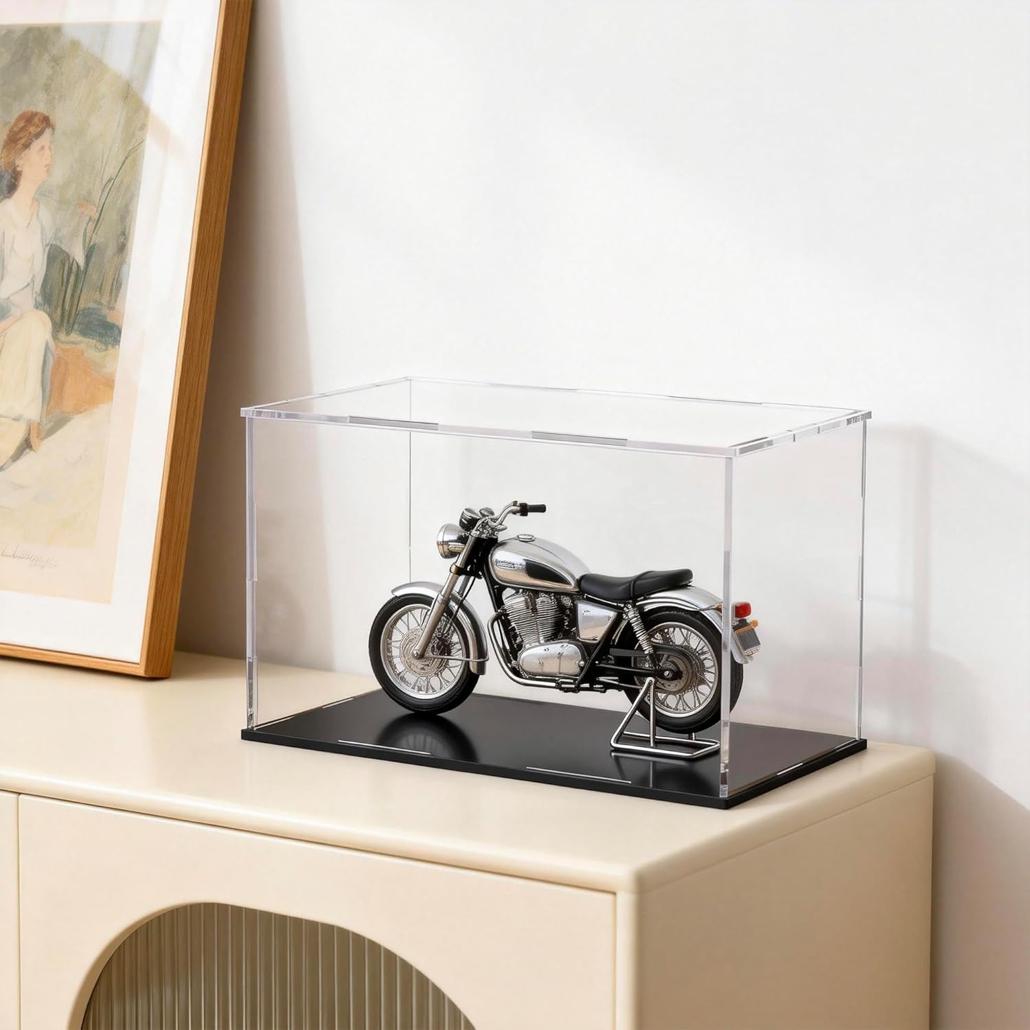 Large Acrylic Display Case, Clear Acrylic Display Box with Matte Base, Dustproof Collectible Storage Cases, DIY Easy Assembly Showcase for Figures, Models, Collectibles, 16 x 13 x 13 inch