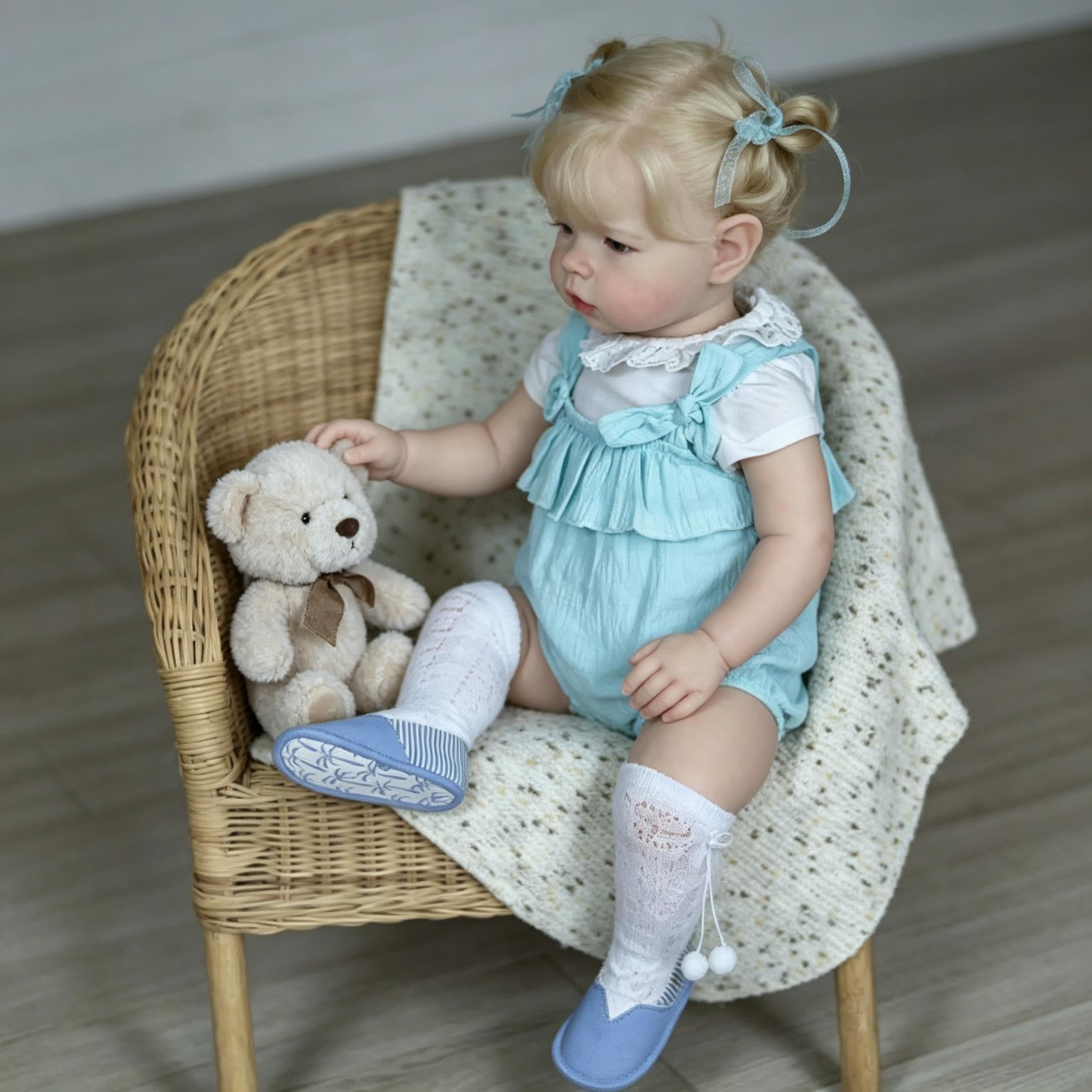 RXDOLL Duży rozmiar Reborn Baby Dolls Dziewczyna Blond Włosy 71 cm Realistyczne Reborn Maluch Lalki Miękka Tkanina Winylowa Body Realistyczne Lalki Niemowlęce, które wyglądają na prawdziwy rozmiar