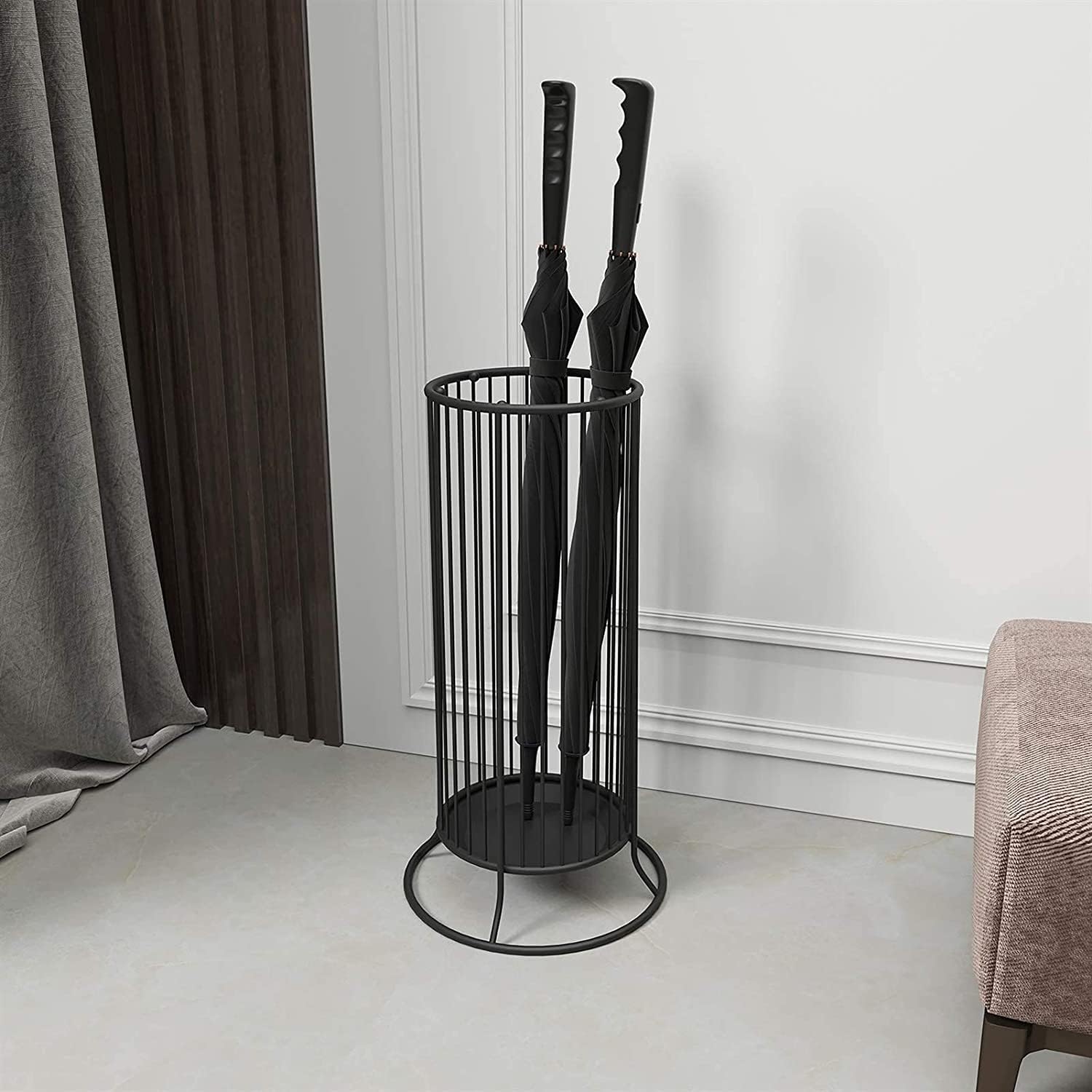 Entryway Umbrella Stand Rack with Hooks for 8 10 Long and Short Umbrellas Metal Umbrella Holder Bucket nizer