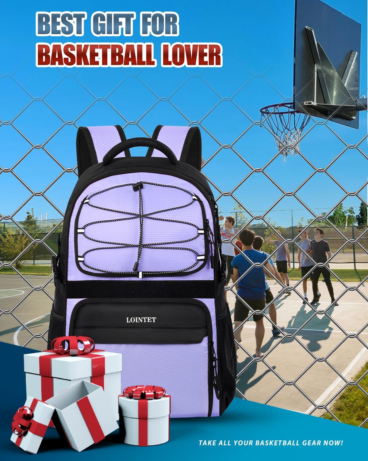 Basketball Bag Backpack with Ball Holder Shoes Compartment, Large Basketball Accessories Sports Bag - Image 6