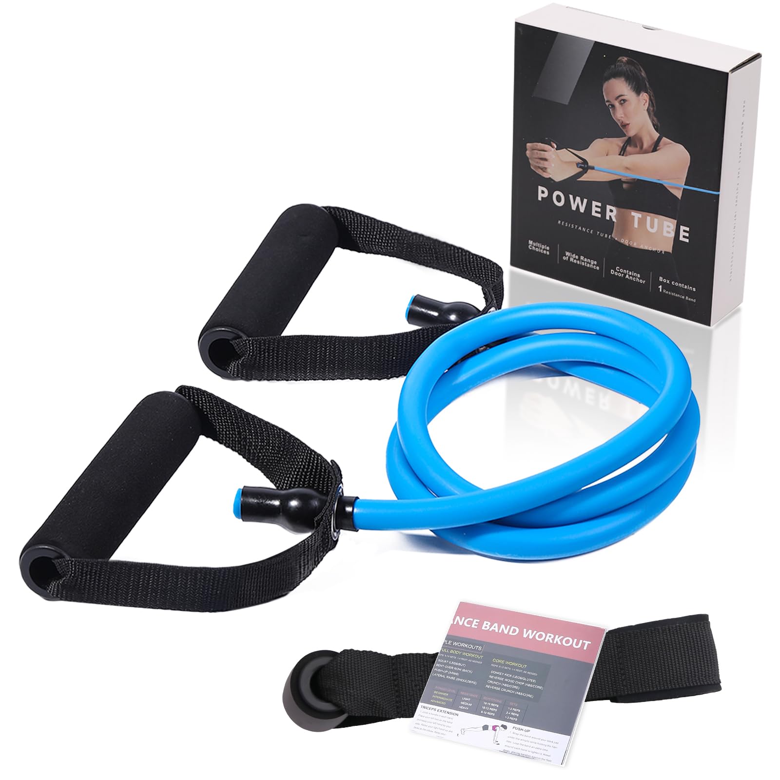 Resistance Bands with Handles for Working Out Women and Men, Exercise Bands with Door Anchor, Stretch Bands for Home Workouts, Simple Guide Included