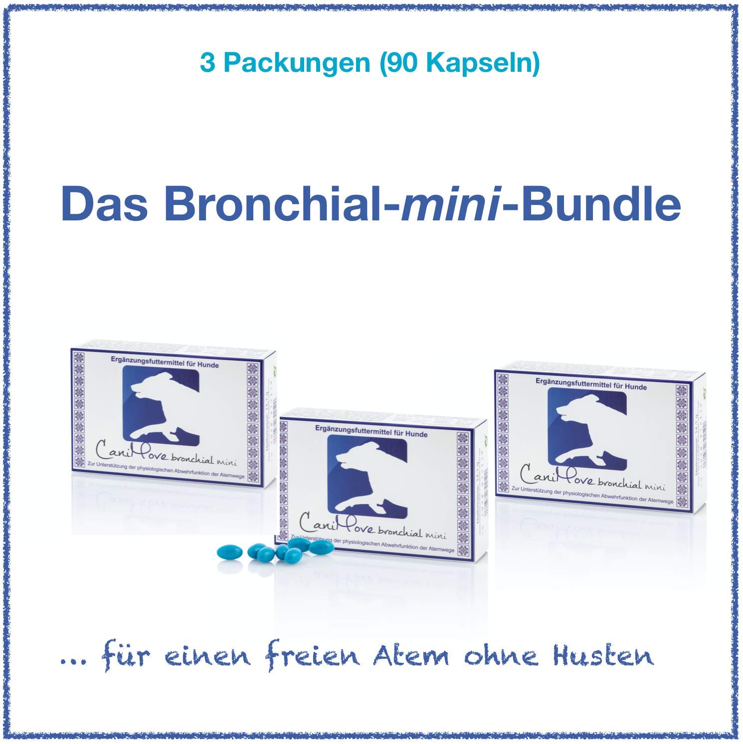 CaniMove bronchial mini - Dreierpack mit 90 Kapseln zur Verringerung von Husten und Förderung der Atemfunktion für kleine Hunde