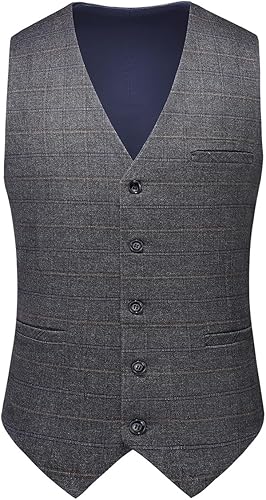 Miniatura 5 de Trajes de 3 piezas para hombre, traje de tweed ajustado a cuadros, trajes ajustados para hombres, traje de un botón, conjunto de esmoquin