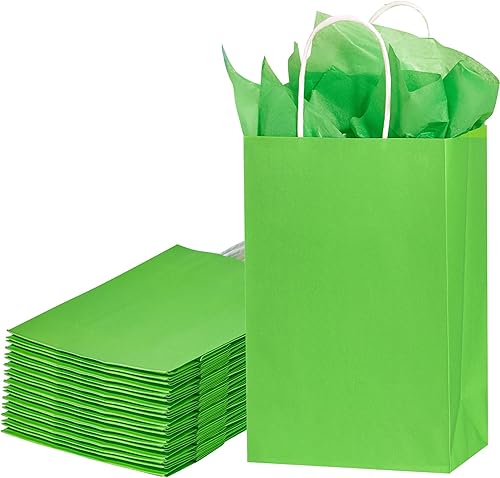 Miniatura 8 de SUNCOLOR Bolsas de regalo blancas con papel de seda, paquete de 24 bolsas pequeñas de papel Kraft, 7.9 x 5.12 x 3.15 pulgadas, asas resistentes