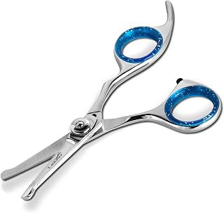 Laazar 4.5" Straight Dog Grooming Scissors with Safety Ball Tip - Premium Japanese Stainless Steel for Precise Pet Face Trimming