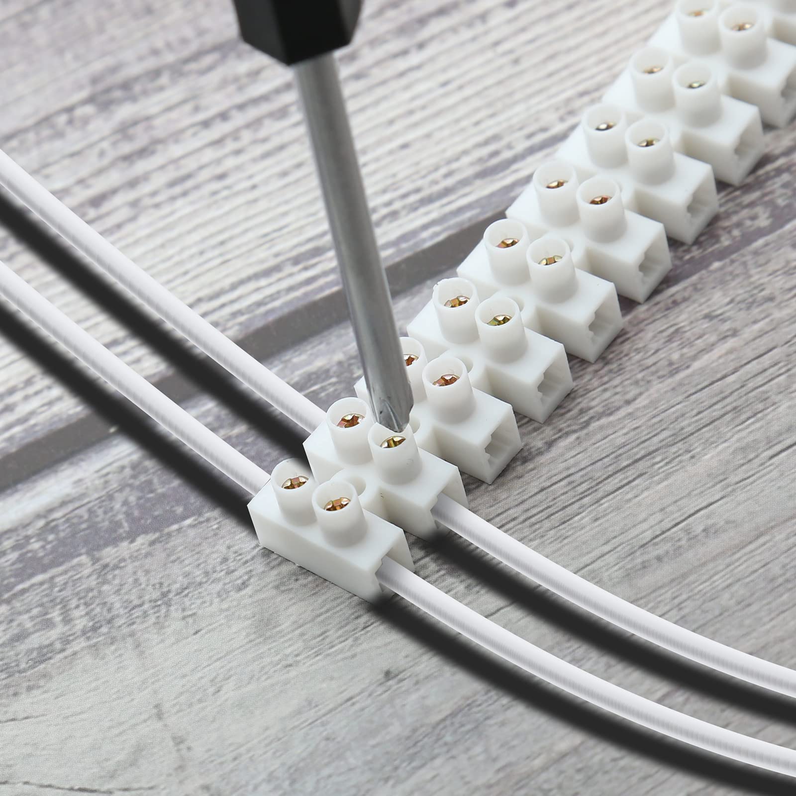 Litoexpe 10 Pcs Terminal Block White, Screw Terminal Connector