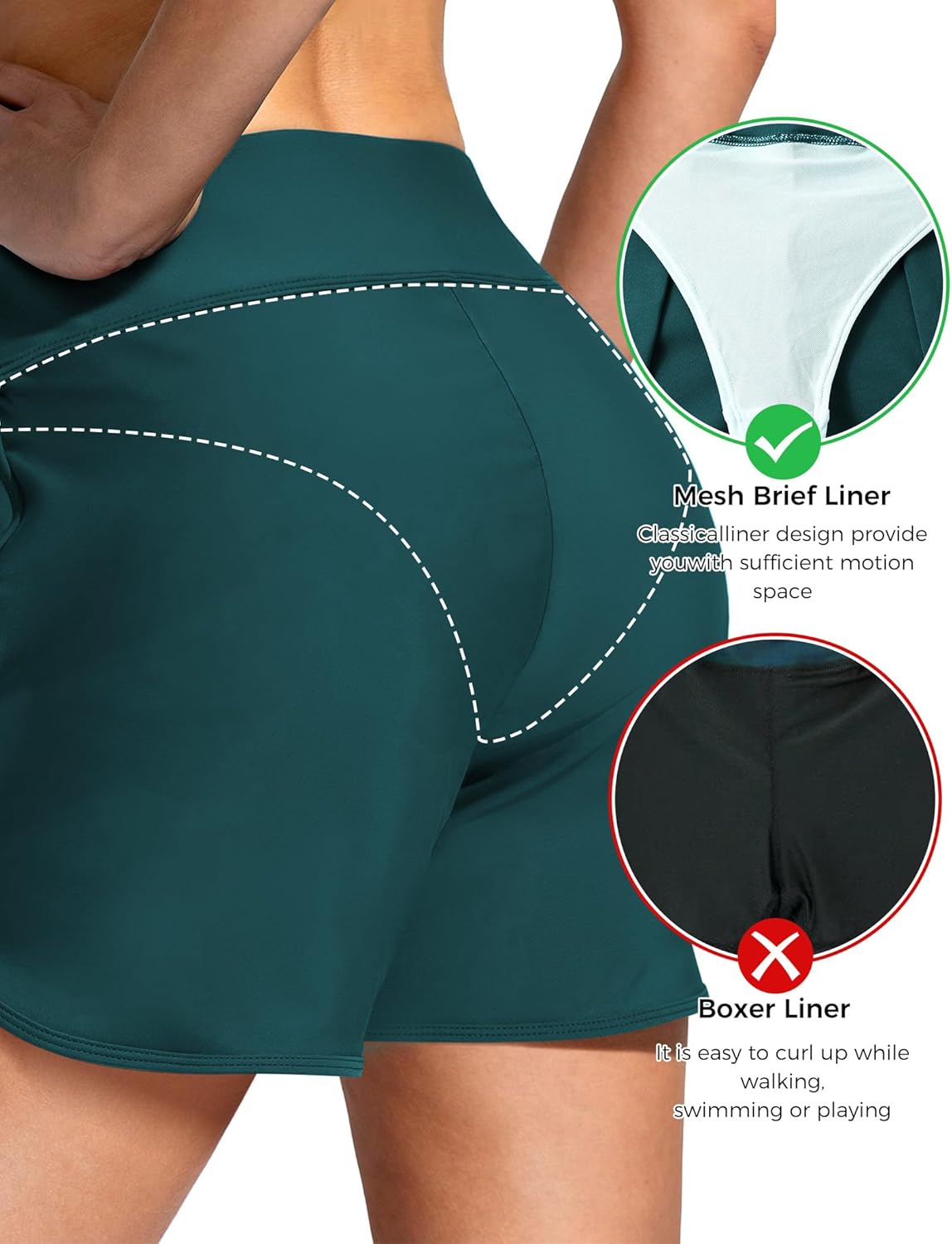 Buauty Women's 5" Swim Board Shorts Quick Dry High Waisted Swimsuits with Liner Pockets UPF 50+ Bathing Suits Bottoms Trunks - Image 4