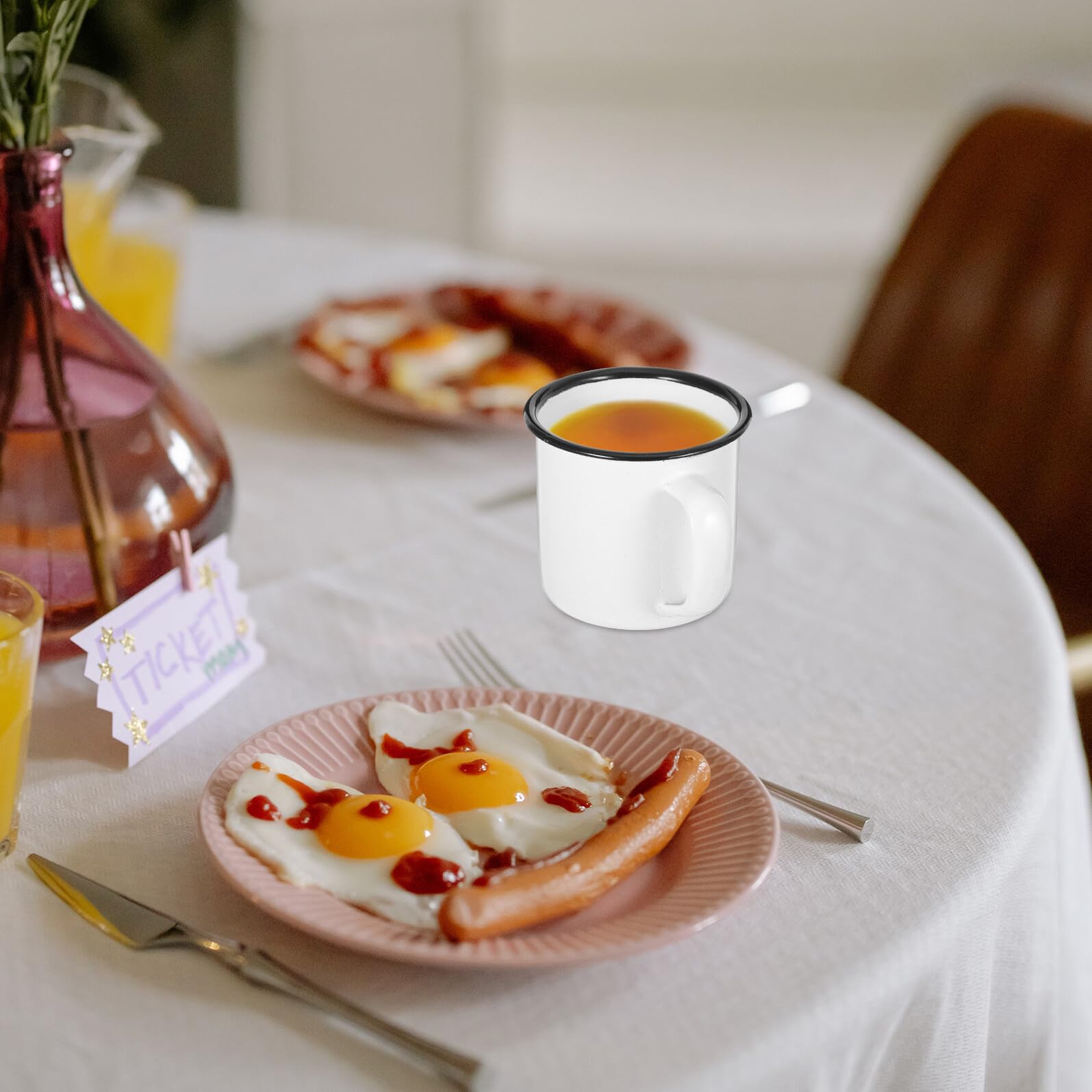 VANZACK Emaillebecher Praktisches Design mit Einfachem Stil 4 Stück für Camping und Zuhause Vintage Trinkbecher aus Langlebigem Emaille für Cafés und Outdoor