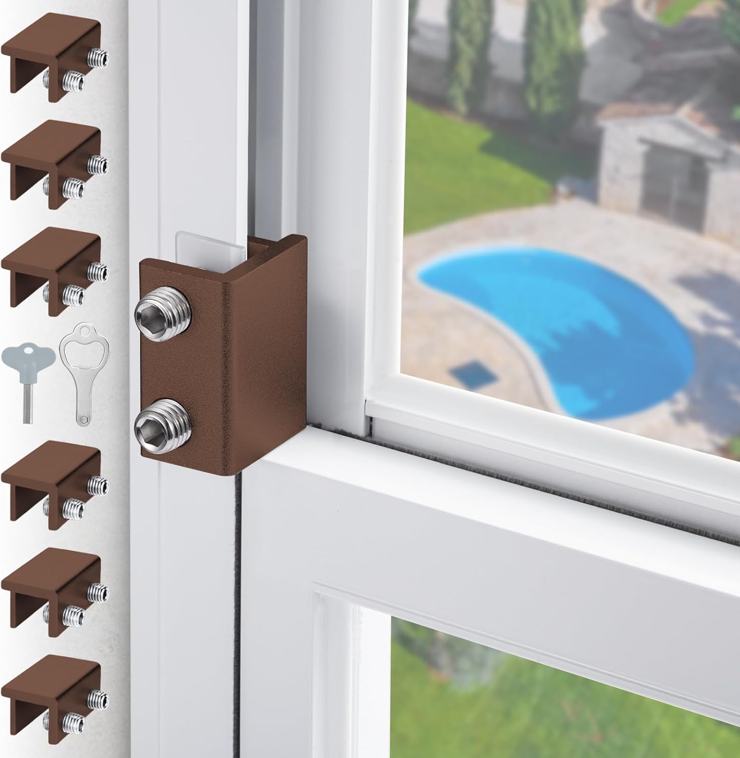 Sliding,Window Locks for Horizontal Sliding Windows,Window Security Lock with Key,Adjustable Aluminum Easv to Install Window Stopper,Window Locks for Up and Down Windows (12 Sets Silver)