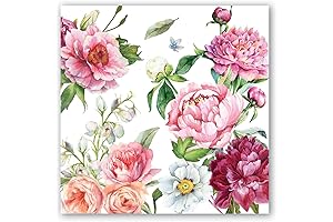Michel Design Works Soft Triple-Ply Paper Cocktail Napkins: Blush Peonies for Everyday Use and Display