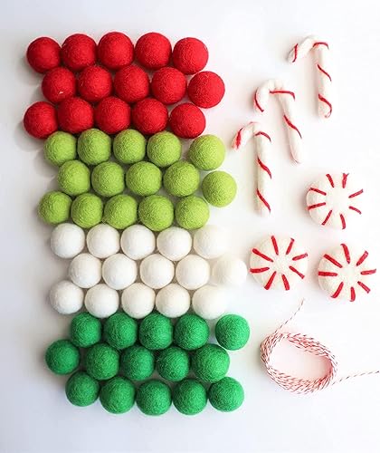 Miniatura 6 de Mini Felt Factory  Felt Ball DIY Christmas Garland Wool 1 inch Poms Ornament Set Red Bright Seasonal Winter Home Mantel Decor  White Craft Project