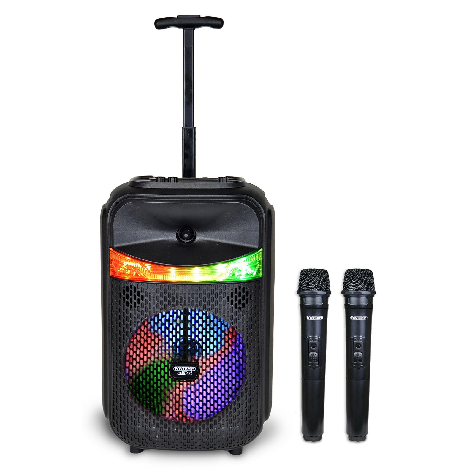 Bontempi | Wireless Trolley Acoustic Speaker with 2 Wireless Microphones, RGB Lights, Remote Control, Screen, TWS Function, 39.5x22.5x19cm