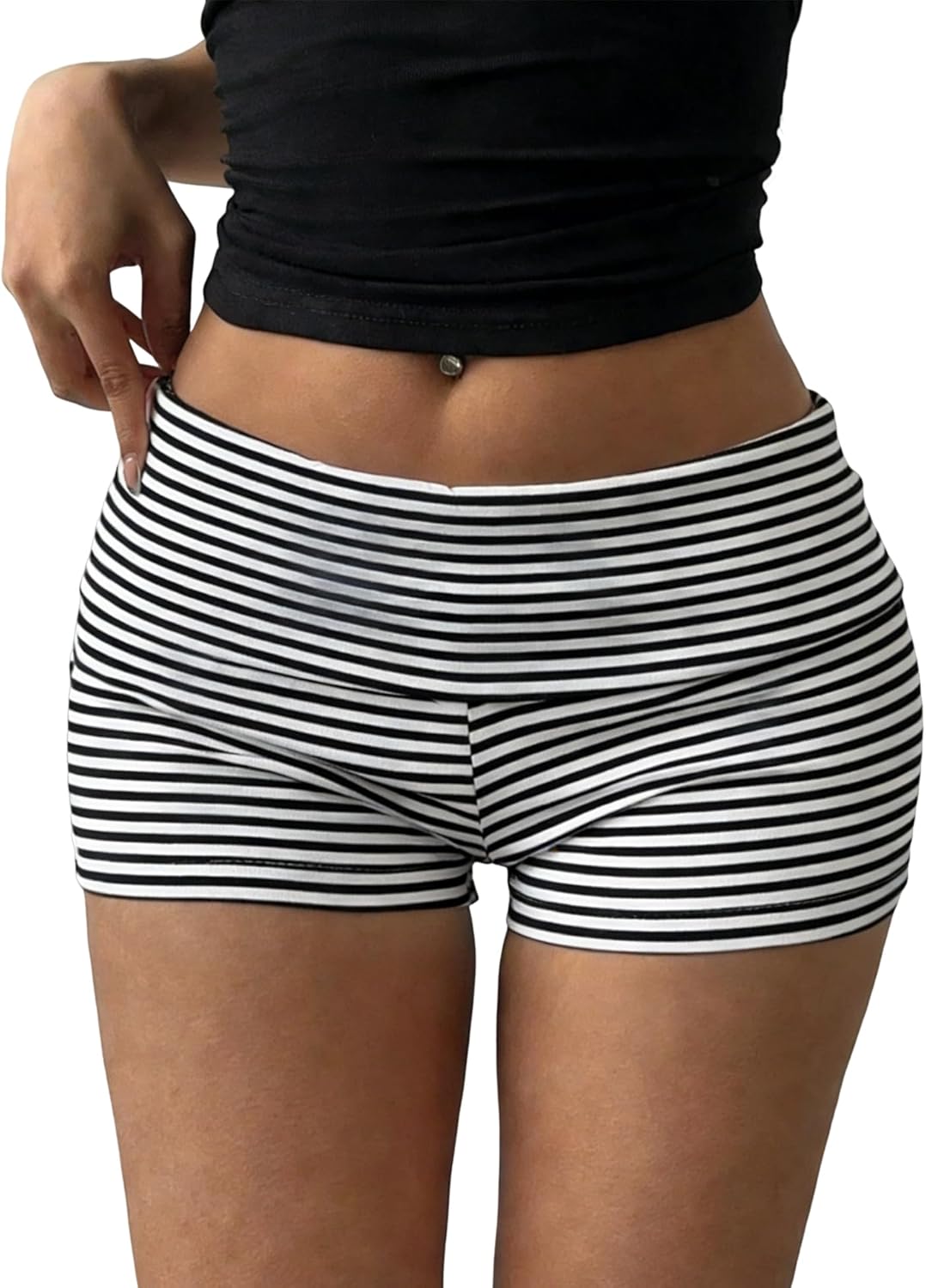 Rapbin Fold Over Shorts for Women Biker Yoga Gym Mini Shorts Y2K 1/2 Pack Casual Micro Bottoms Going Out