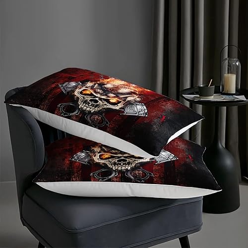 Miniatura 6 de AILONEN Juego de edredón de calavera y esqueleto de llama, tamaño matrimonial, juego de ropa de cama de calavera con bandera estadounidense,