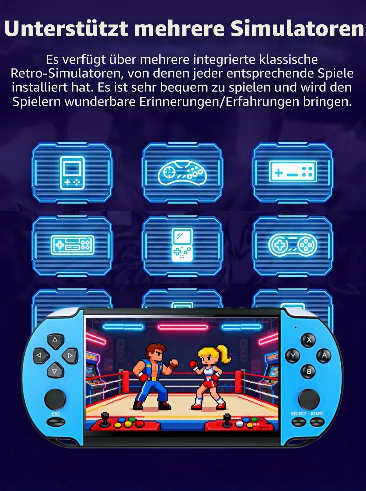 JXD Farb Multifunktions Spielkonsole mit 5,1-Zoll vorinstallierten Retro Spielen Video Musik und E-Book Funktion Aufnahmefunktion TV-Ausgang tragbarer Videospielkonsole und Spielgerät