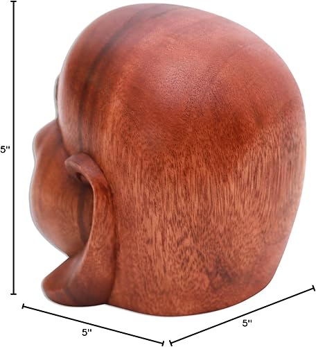 Miniatura 7 de NOVICA Escultura de madera hecha a mano Suar Buda riendo de Bali Brown Indonesia Budismo Religioso 'Jolly Buddha'