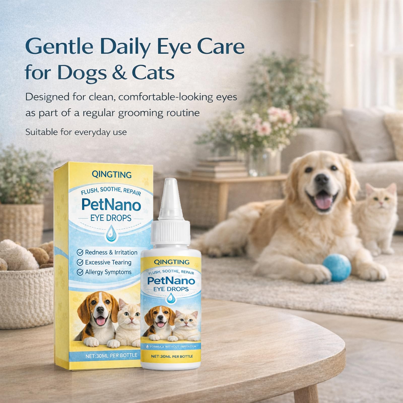 Petnano Eye Drops, Gentle Daily Eye Care, for Dogs & Cats, Supports Eye Comfort & Clarity, Easy-to-Use Dropper, 30ml / 1 fl oz (1) — Amazon image 3