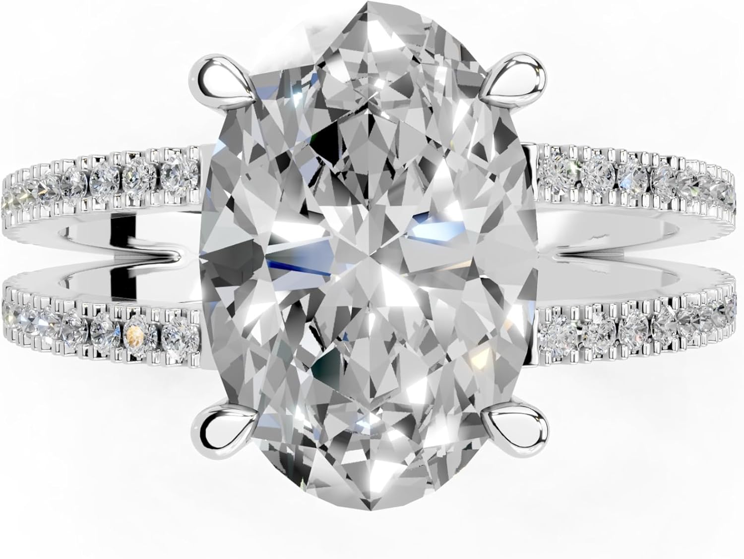 1-5 Carat 14K 18K Gold Platinum/Silver Oval Cut Pave Split Shank Lab Grown Diamond Ring, Engagement, Anniversary Wedding, IGI Certified Promise Rings for Women (1-5 Ct, F-G Color, VS1-VS2 Clarity)