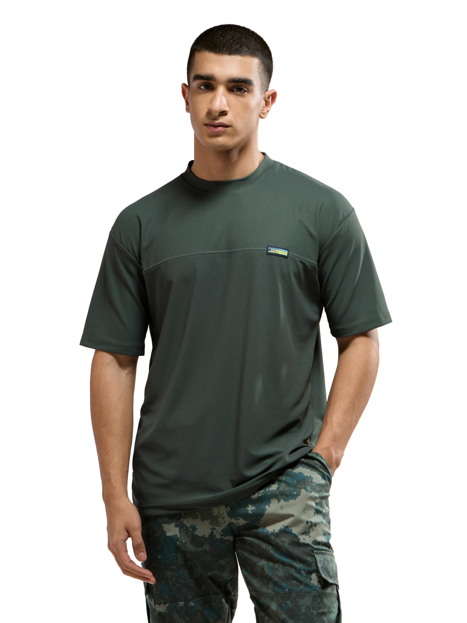 Men Polyester Oversized Solid Crew Neck Half Sleeve T-Shirt with Matpiq, Quick Dry for Sports and Regular Use-image-27