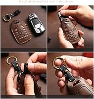 Vista 7 de ontto Funda inteligente para llavero con control remoto para Isuzu D-Max MU-X 2017-2019, funda de cuero para llaves de automóvil, funda de llave