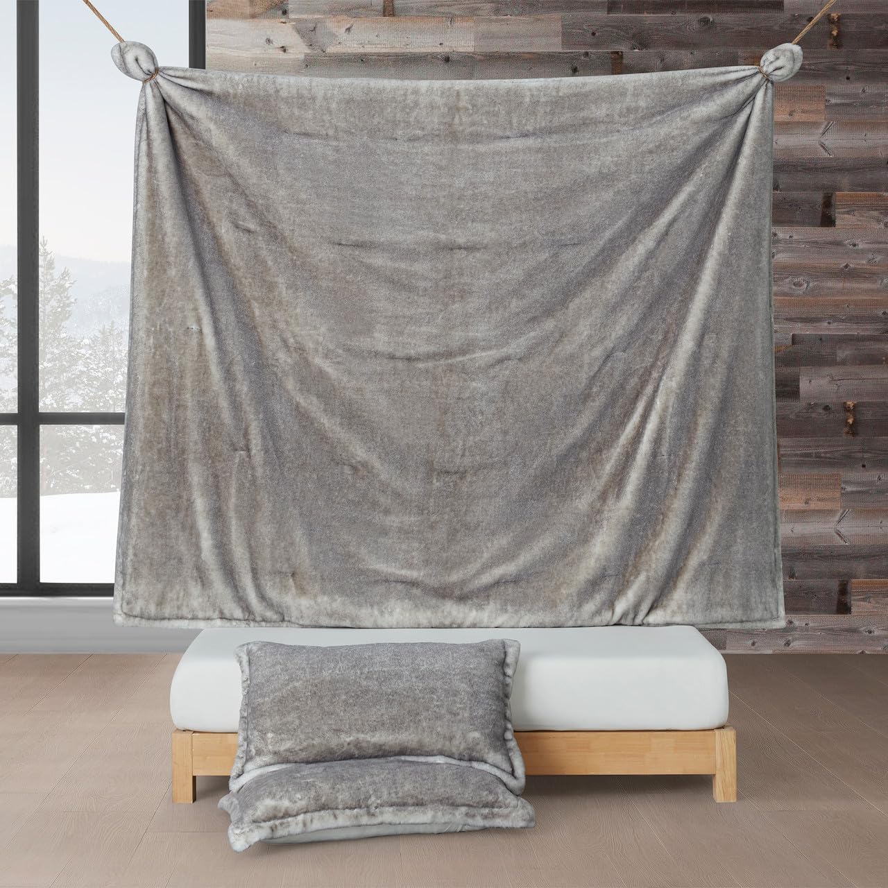 Byourbed Fox in The Coconut Tree - Coma Inducer® Oversized Queen Comforter Set - Frosty Gray Coconut