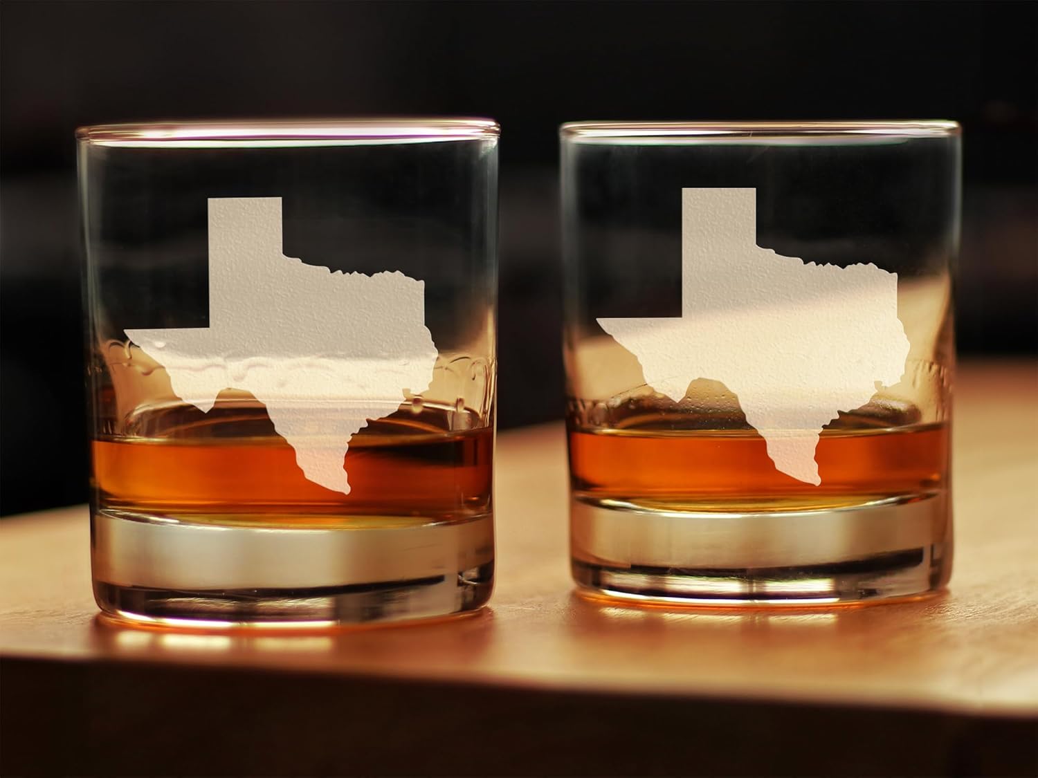 Bevvee Texas State Outline - Whiskey Rocks Glasses - Set of 2 - State Themed Drinking Decor and Gifts for Texan Women & Men - 10.25 Ounce