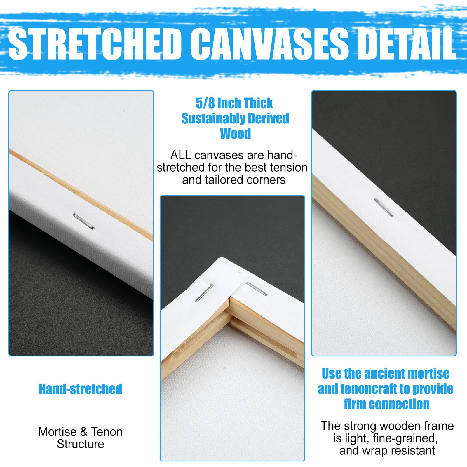 Set 6 Tele Per Dipingere - Cotone E Legno Di Pino, Per Artisti E Principianti - Foto 2