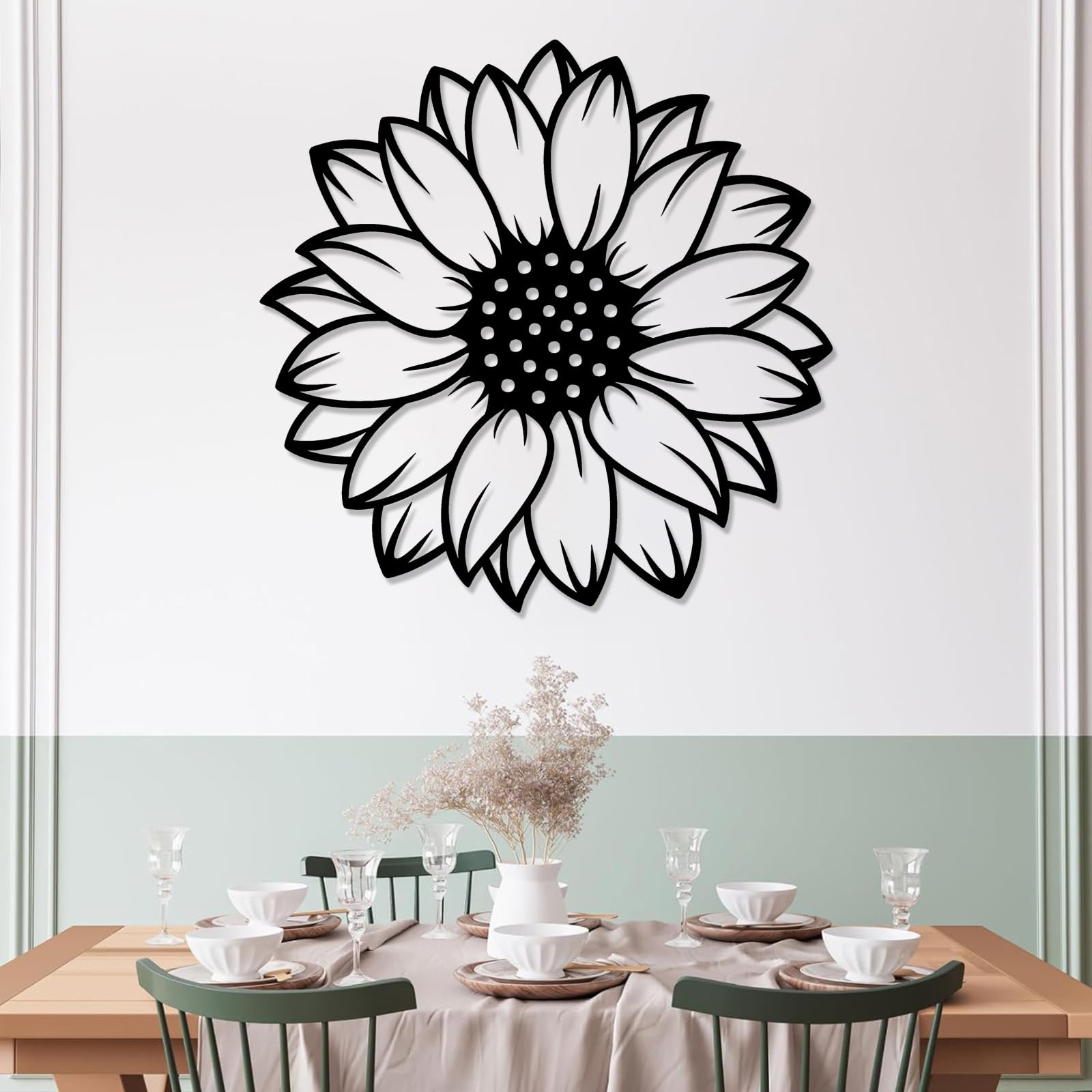 Décoration murale en métal tournesol jaune pour design intérieur et extérieur de maison