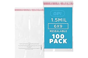 GPI 6 x 9 Inch Crystal Clear Resealable Polybags with Self-Seal Adhesive...