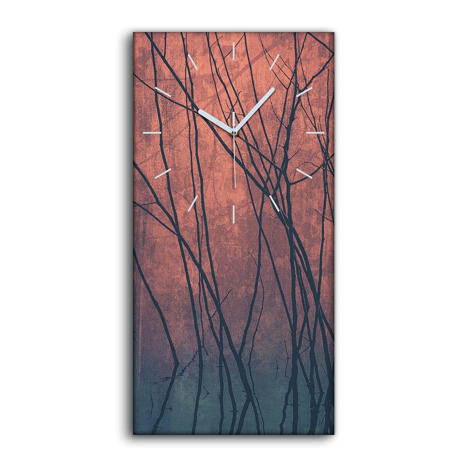 Horloge sur Toile Salon Moderne Image Photo Arbres Secs 30x60cm Silencieuse