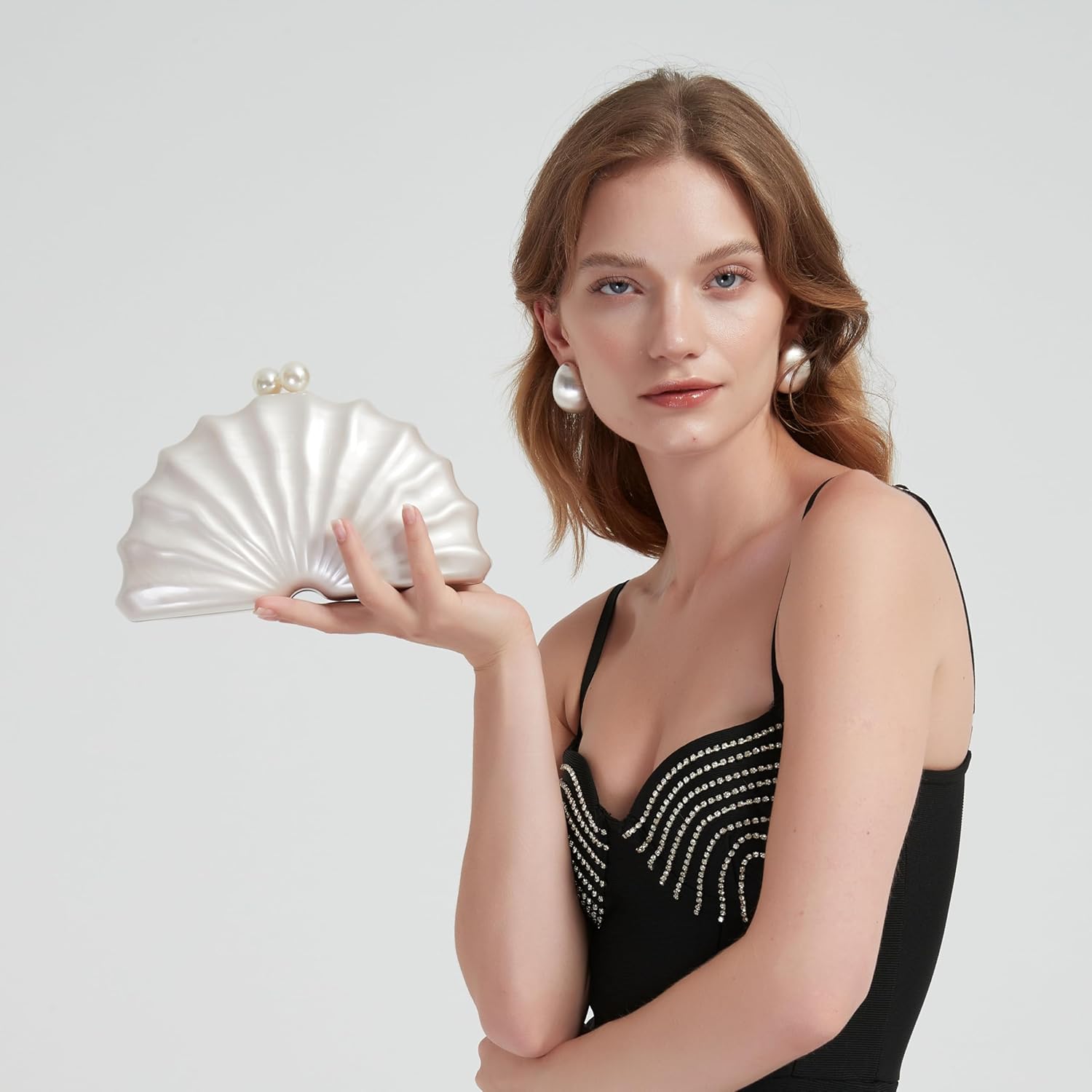 Women Acrylic Shell Shaped Clutch Luxury Marble Acrylic Evening Handbag Unique Chain Shoulder Bag Wedding Party Purses - Image 2