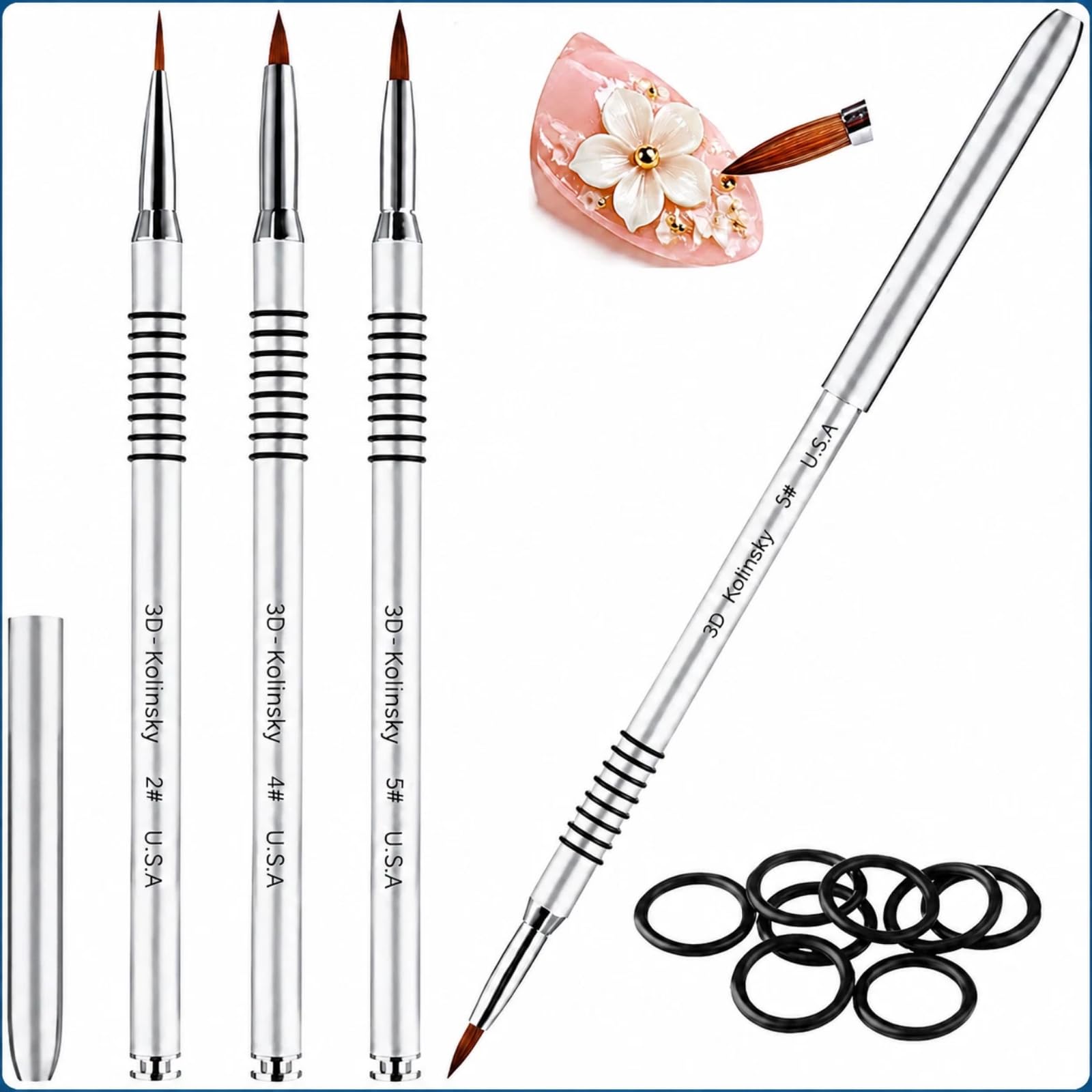 Amazon.com : Patelai 3 Pcs Kolinsky Acrylic Nail Brush Size 2/4/5