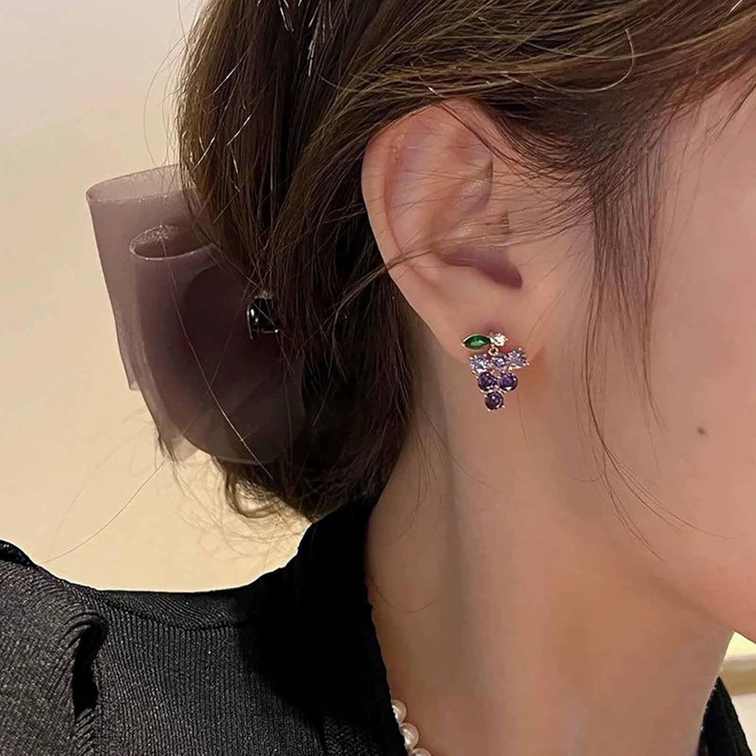 Andelaisi Boho Grape Drop Earrings Vintage Creative Grape Earrings Grapes Fruit Dangle Earring Lovely 3D Fruit Cute Earring for Women - Image 5