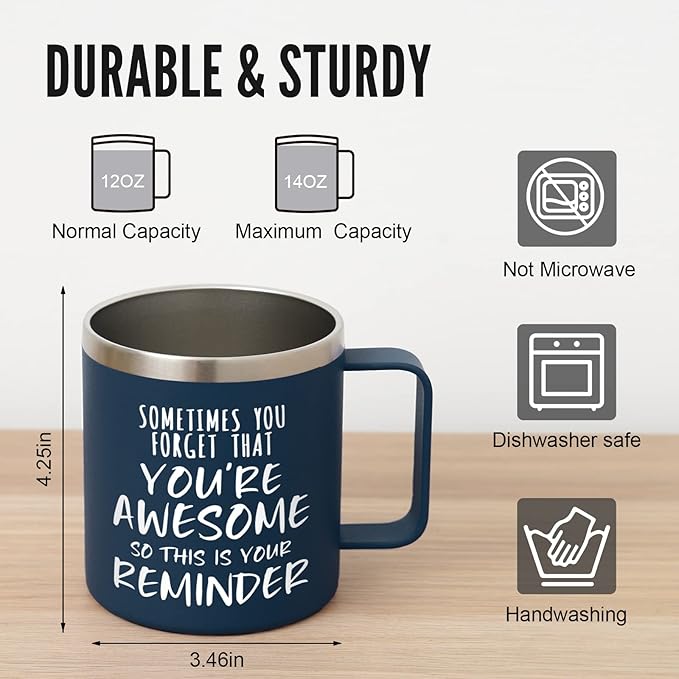 Taza térmica de acero inoxidable 14oz color azul marino miniatura 3