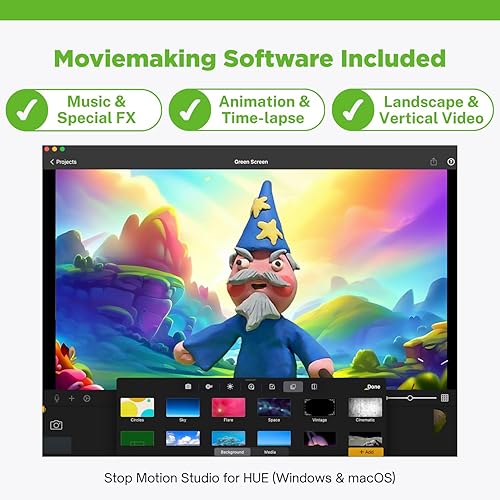 Miniatura 3 de HUE Animation Studio Kit completo Stop Motion (cámara, software, libro) para WindowsmacOS (negro) con estuche de transporte