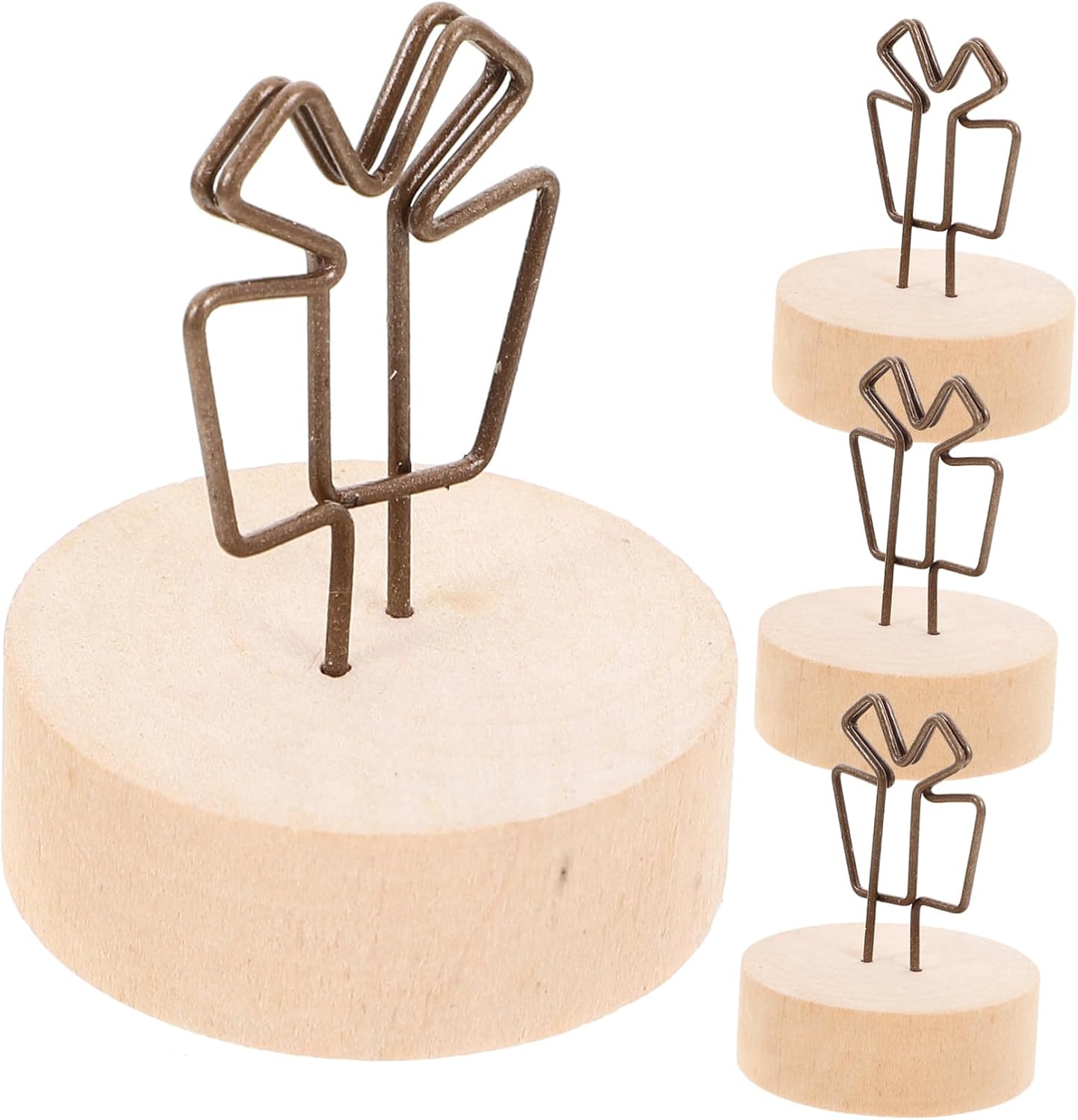 4Pcs Round and Iron Photo Clip Holders for Desktop Multi-Purpose Memo Note Card and Picture Stands Sturdy Portable Table Centerpieces for Wedding and Home Decor