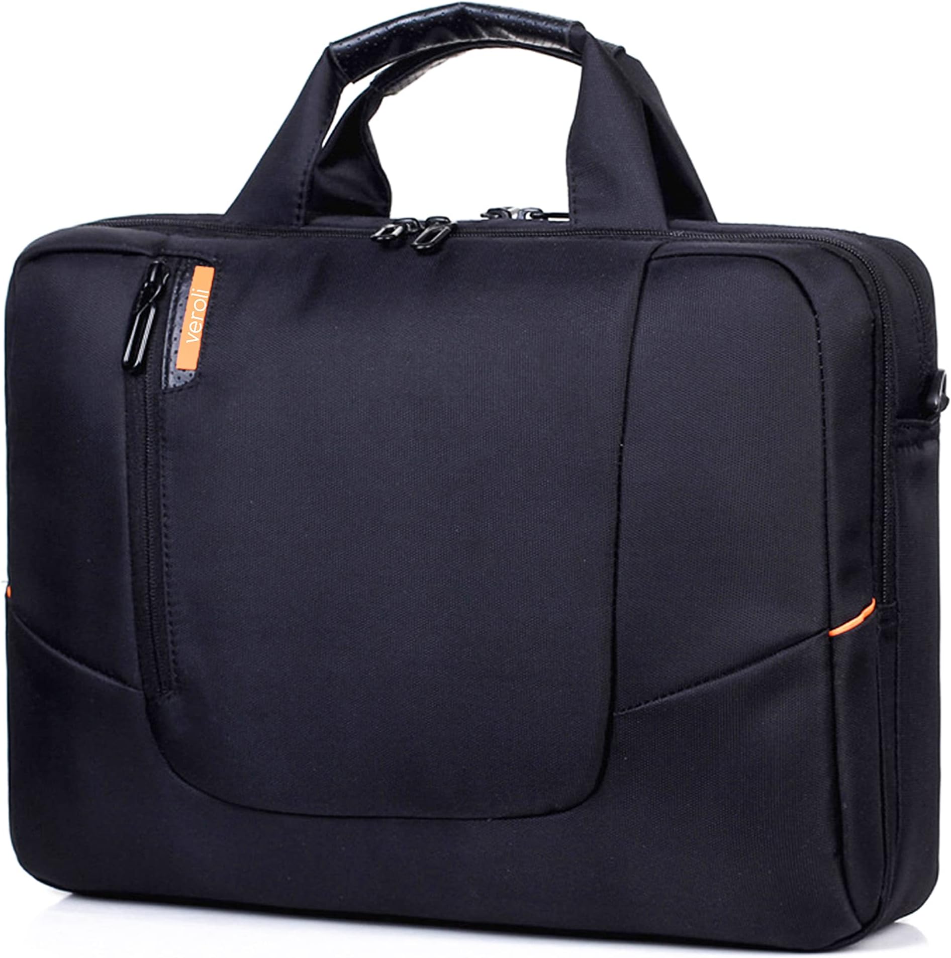 Laptop Case 15.6 Inch - Men's Messenger Laptop Bag Black Premium Office Slim & Lightweight Briefcase - Computer Carrying Crossbody Shoulder Bag for Men with Two Padded Sections