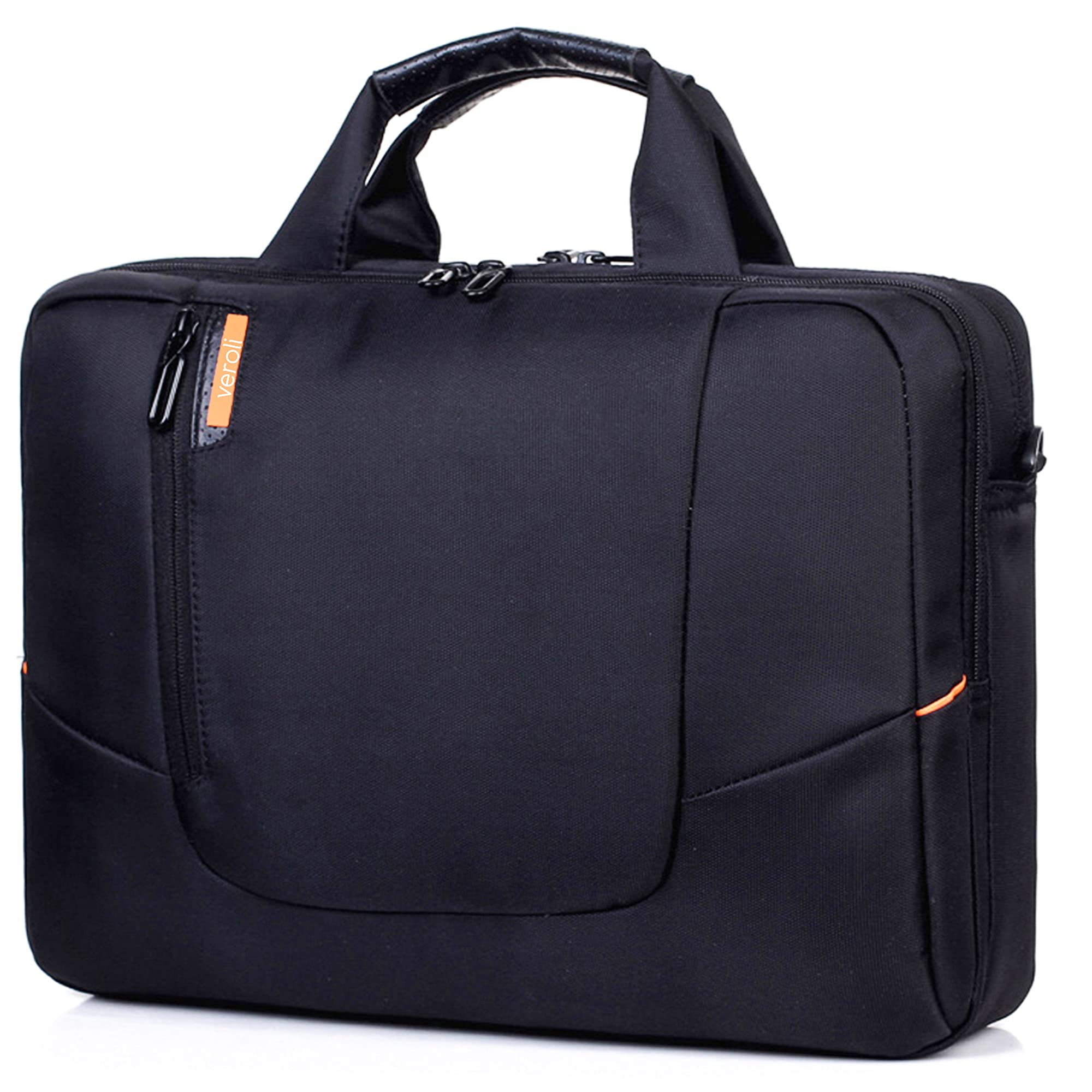 Laptop Case 15.6 Inch - Men's Messenger Laptop Bag Black Premium Office Slim & Lightweight Briefcase - Computer Carrying Crossbody Shoulder Bag for Men with Two Padded Sections