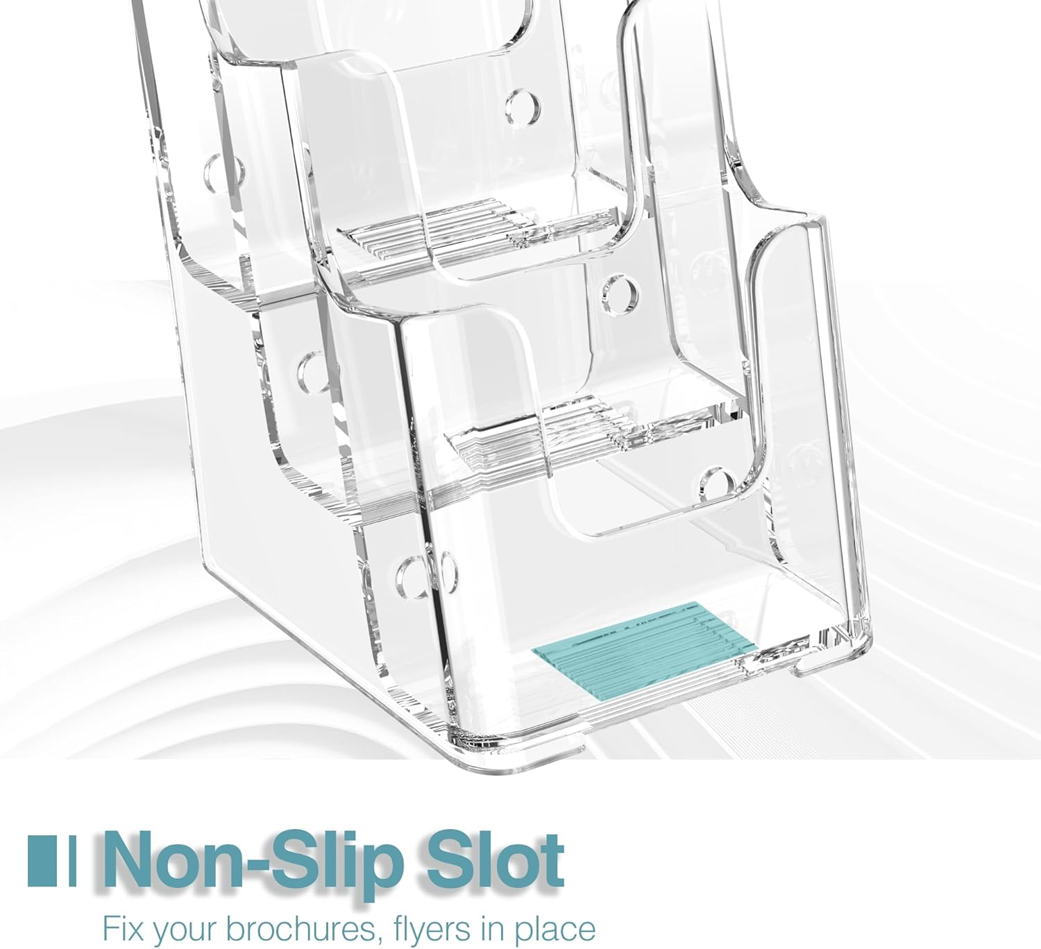 Brochure Holder 4x9 Inch 3 Tier Acrylic Literature Holders Clear Plastic Flyer Display Stand Countertop Use or Wall Mount Pamphlet Holder Organizer for Office, Lobby, Hotel, Trade Show, 4 Pack
