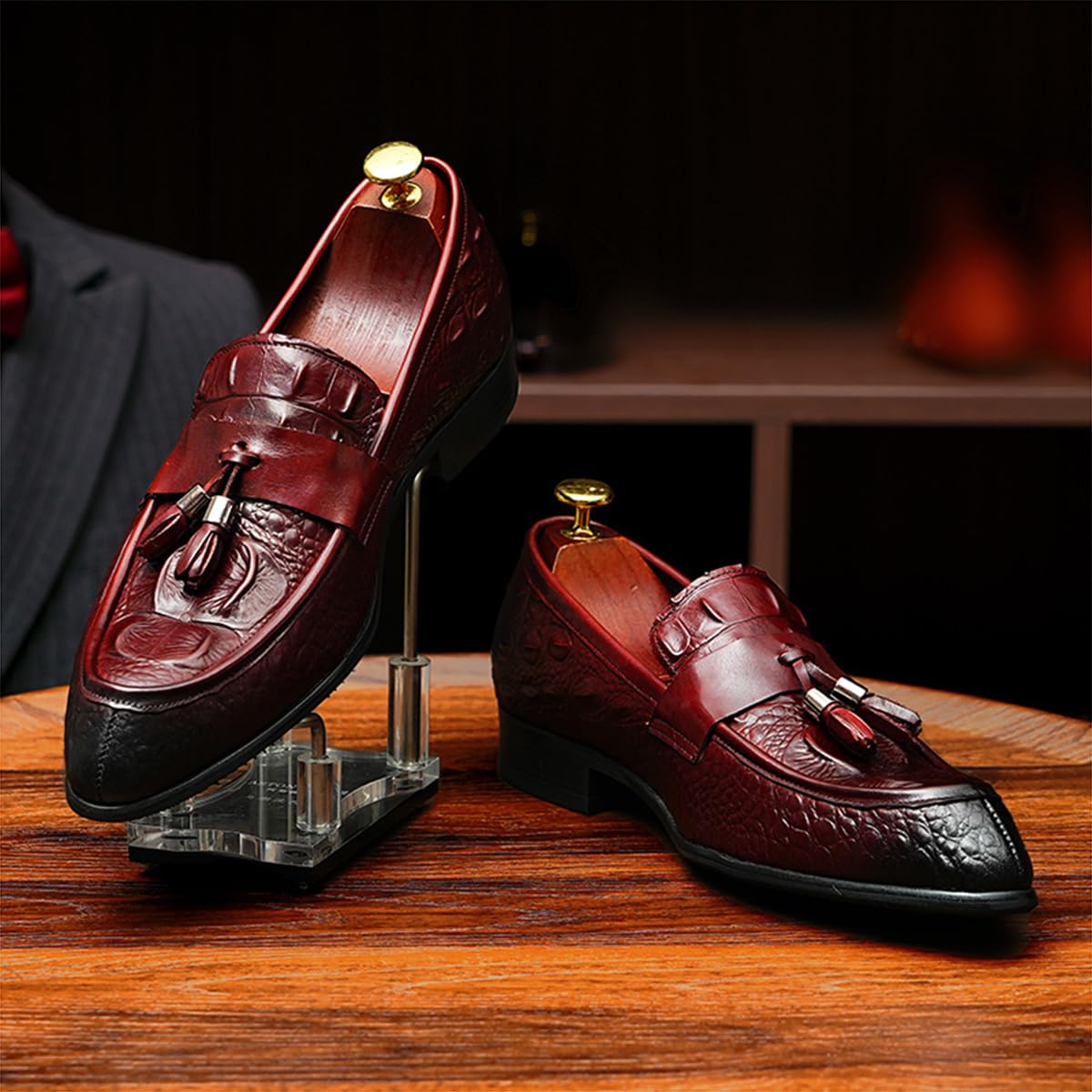 Mocasines Formales en Cuero para Hombre Loafers Casuales Negocios Zapatos de Vestir con Borlas