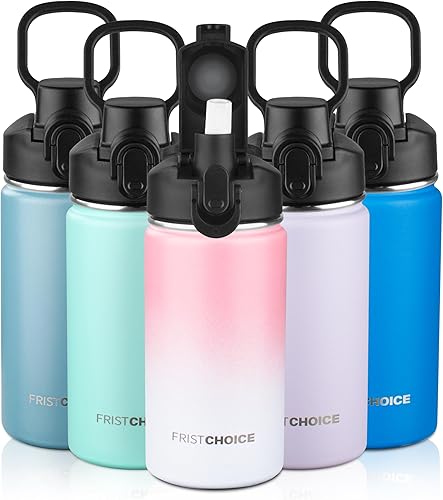 Miniatura 22 de Botella de agua aislada con tapa, botella de agua de acero inoxidable de 18 onzas para niños, niñas, botella de agua térmica de doble pared al vacío