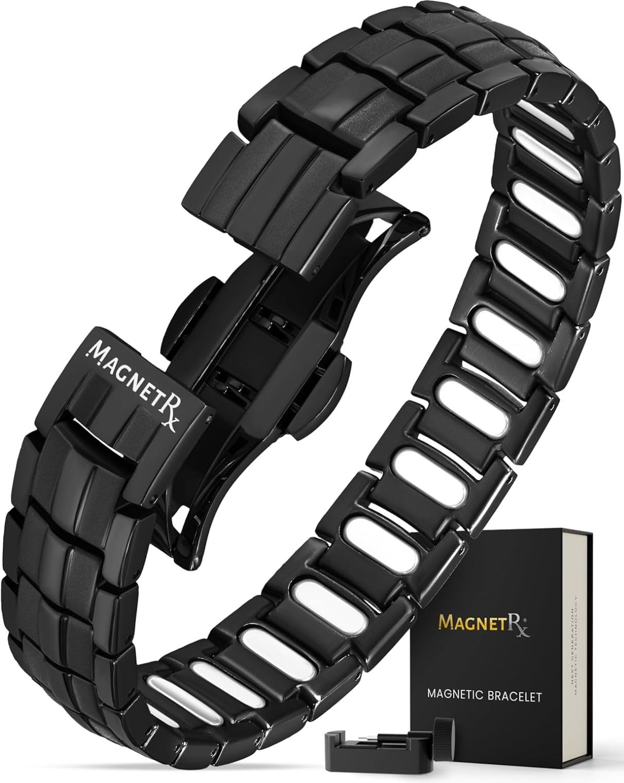 MagnetRX EllipseMAX Titan Magnetarmband Herren – 5X Stärke 5.000 Gauss Magnete – Verstellbares Magnet Armband