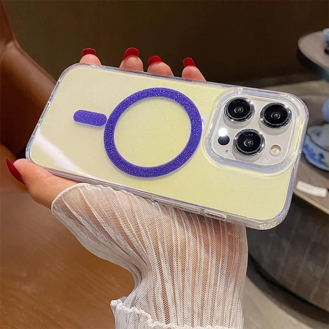 Coque iPhone 13 Pro Max Paillettes Transparente Dégradé Laser Acrylique Violet