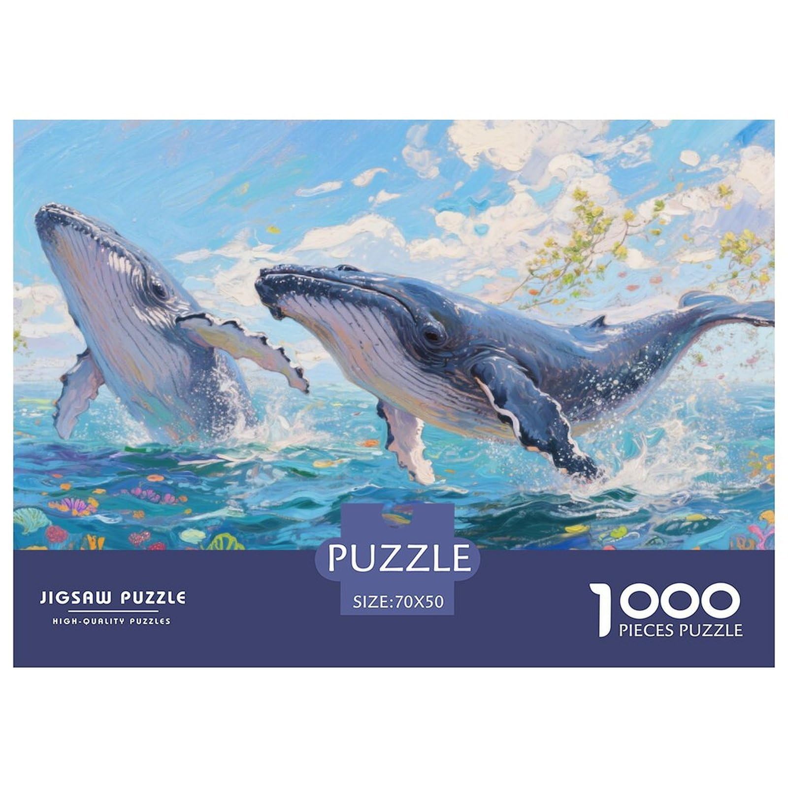 Blue Whale Jigsaw Puzzles 1000 Piece Challenge Toy for Adults,Marine Ecosystem Impossible Jigsaw Puzzles 1000 Pieces Educational Games Home Decoration 70x50cm/1000pcs