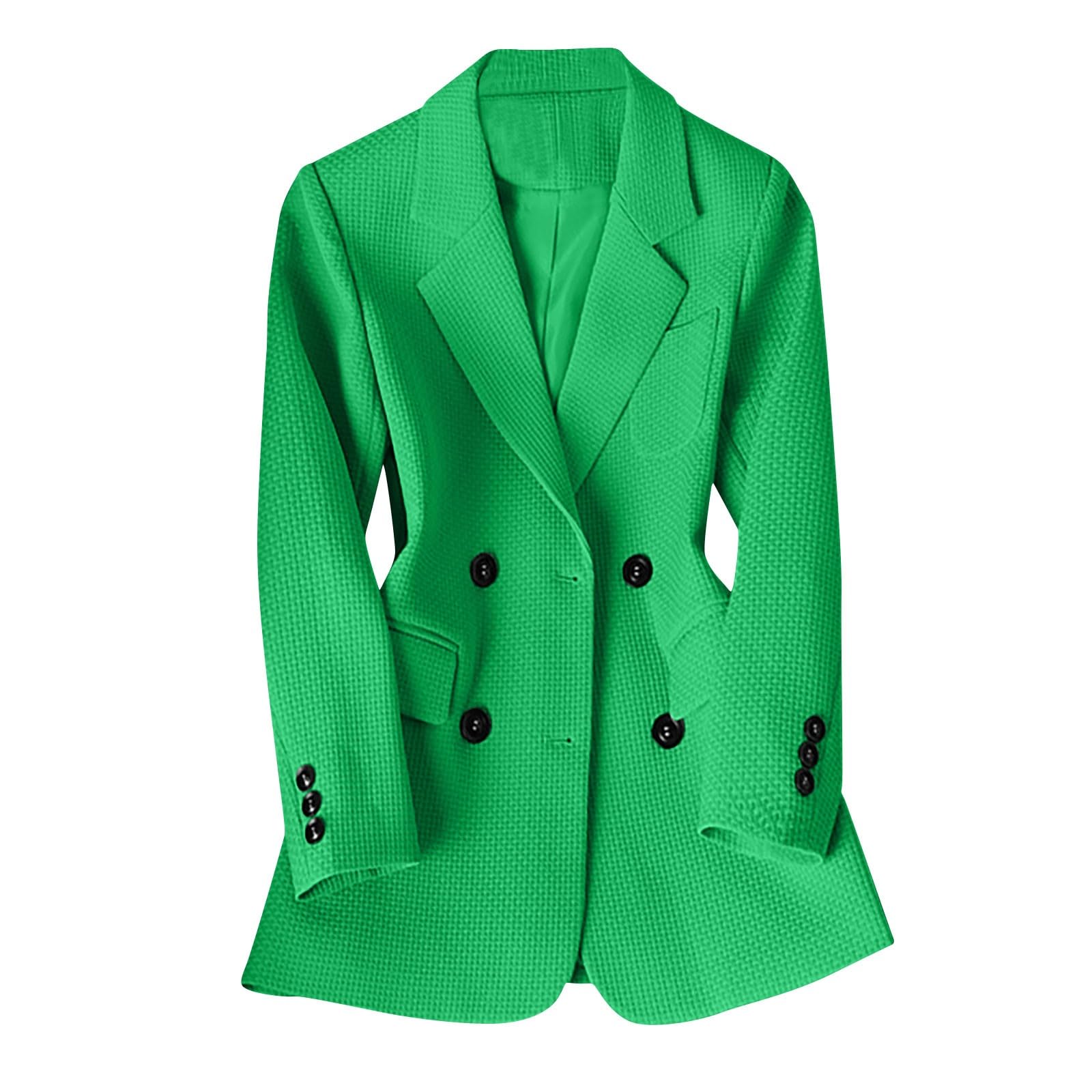 Blazers for Women 2025 Winter Coats Notch Lapel Double Breasted Blazer Jackets Dressy Suit Jacket with Pocket Green